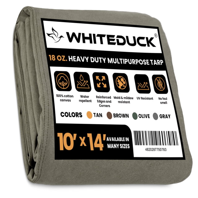 White Duck 18 oz. 100percent Cotton Canvas Tarp Olive 10ftx14ft