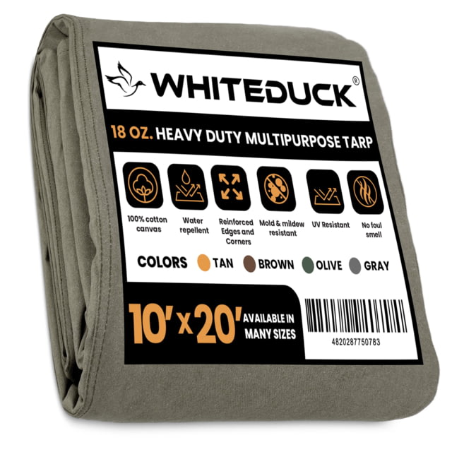 White Duck 18 oz. 100percent Cotton Canvas Tarp Olive 10x20ft