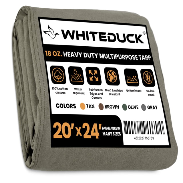 White Duck 18 oz. 100percent Cotton Canvas Tarp Olive 20x24ft