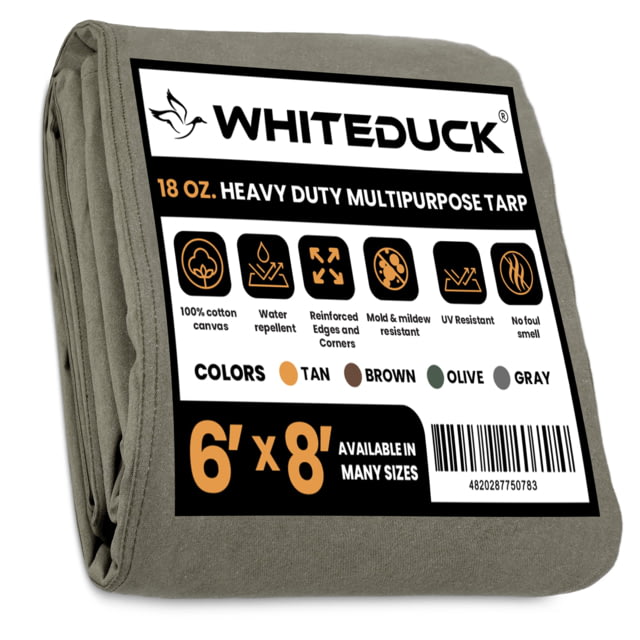 White Duck 18 oz. 100percent Cotton Canvas Tarp Olive 6ftx8ft