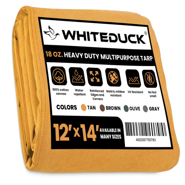 White Duck 18 oz. 100percent Cotton Canvas Tarp Tan 12ft x 14ft