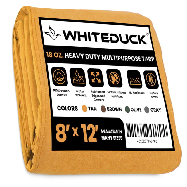 White Duck 18 oz. 100percent Cotton Canvas Tarp Tan 8x12ft