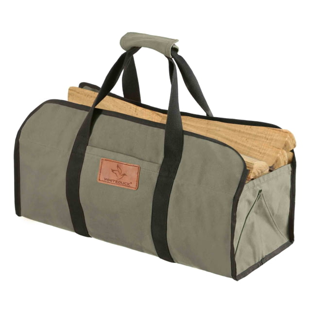 White Duck Firewood Log Carriers Tote Shape Olive 23inx10inx12in