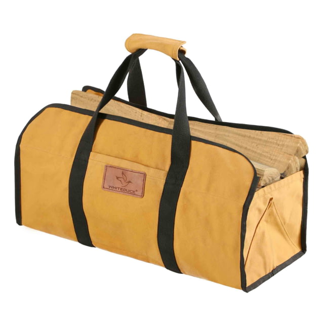 White Duck Firewood Log Carriers Tote Shape Tan 23inx10inx12in