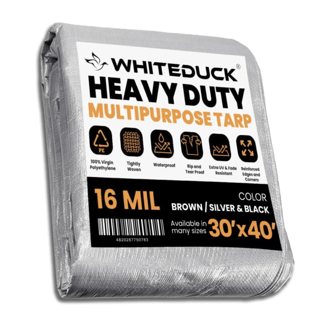 White Duck Super Heavy Duty Poly Tarp Silver/Black 30x40ft