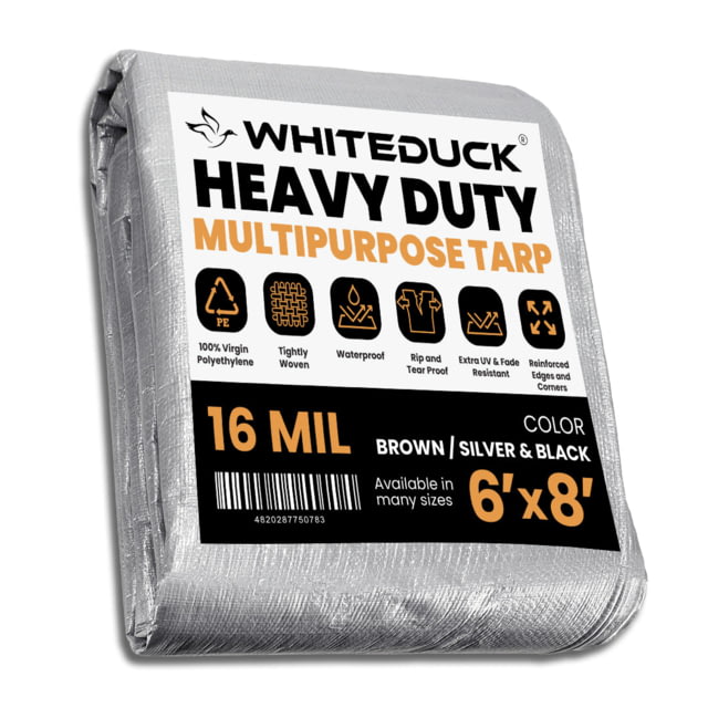 White Duck Super Heavy Duty Poly Tarp Silver/Black 6ftx8ft