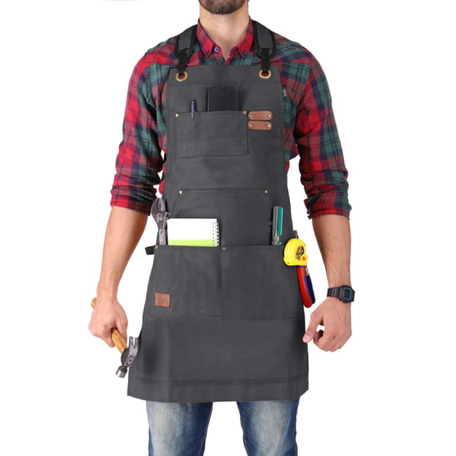 White Duck Work Apron Gray