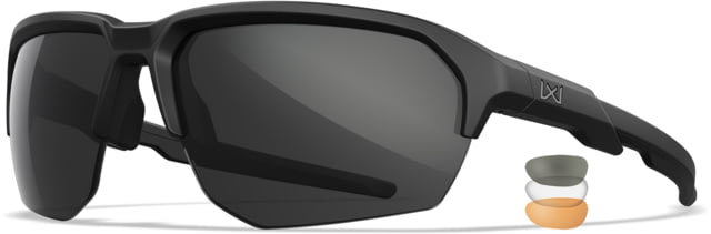 Wiley X Wiley X Changeable Series Jakl Captivate Non-Pol Sunglasses Matte Black Frame Grey Clear Rust Lens