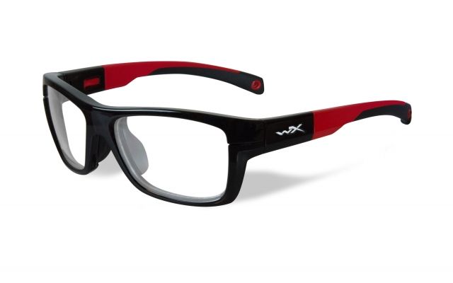 Wiley X Crush Sunglasses Gloss Black/ Red Frame/ Clear