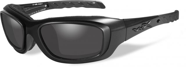 Wiley X WX Gravity Black OPS Sunglasses - Smoke Grey Lens / Matte Black Frame w/RX Rims