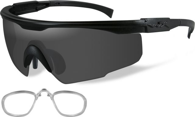 Wiley X PT-1 Sunglasses - 3 Lens Package 1 Matte Black Frame w/Smoke GreyClearLight Rust Lens w/ RX Insert