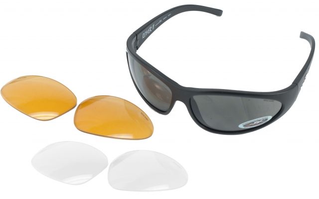 Wiley X Romer 3 Sunglasses - 3 Lens Package 1 Matte Black Frame w/Smoke GreyClearLight Rust Lens