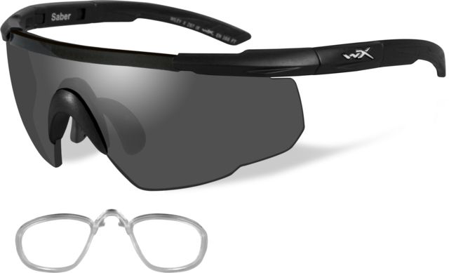 Wiley X Saber Advanced Sunglasses - 3 Lens Package 1 Matte Black Frame w/Smoke GreyClearLight Rust Lens w/ RX Insert