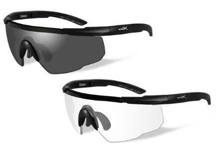 Wiley X Saber Advanced Sunglasses - 2 Full Glasses 2 Matte Black Frames w/ Smoke Grey Lens & Clear Lens w/RX insert