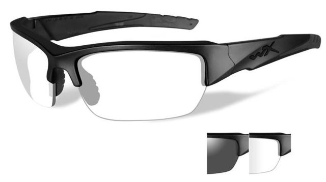 Wiley X WX Valor Sunglasses - 2 Lens Package 1 Matte Black Frame w/Smoke GreyClear Lens