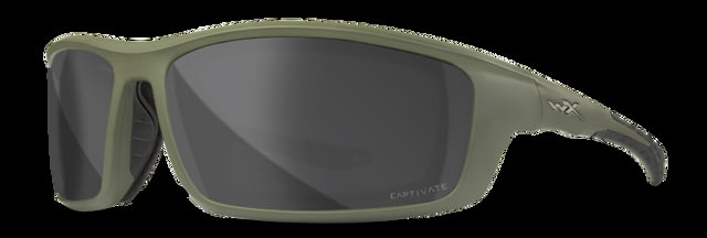 Wiley X WX Grid Sunglasses Matte Utility Green Frame Captivate Pol Grey Lens
