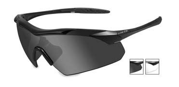 Wiley X Vapor Safety Sunglasses 2 Lens Package 1 Matte Black Frame w/Smoke Grey Clear Lens