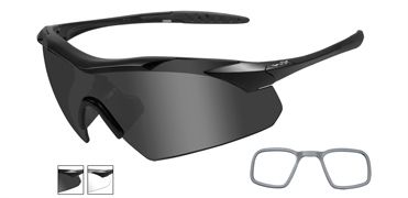 Wiley X Vapor Safety Sunglasses 2 Lens Package 1 Matte Black Frame w/Smoke Grey Clear Lens w/ RX Insert