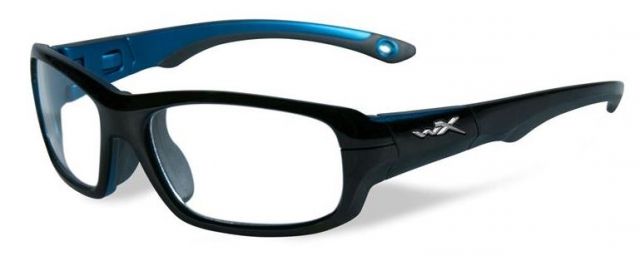 Wiley X Youth Force Gamer SunglassesGloss Black/Metallic BlueClear Lens