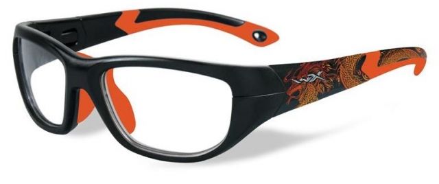 Wiley X Youth Force Victory SunglassesMatte Black w/Dragon/Sonic OrangeClear Lens