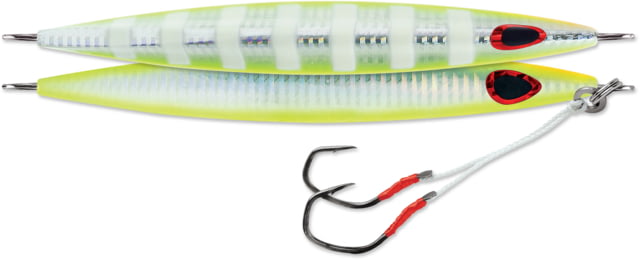 Williamson Williamson Kensaki Jig 280 Sinking VMC Double Assist HK Chartreuse Glow Zebra Uv 9-7/8oz 7-1/4in