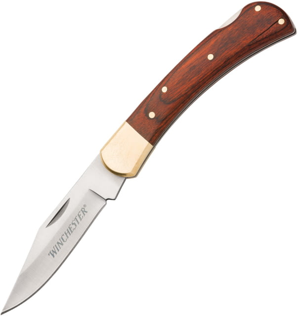 Winchester Winchester Medium Wood Lockback Knife 3in Stainless Steel Blade Wood