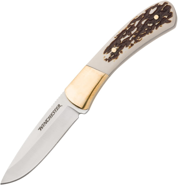 Winchester Small Stag Fixed Knife 3in Stainless Steel Blade Stag BLK