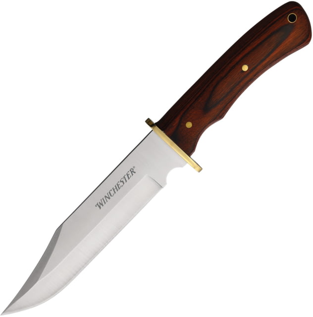 Winchester Large Wood Bowie Knife 6.5in Stainless Steel Blade Wood BLK