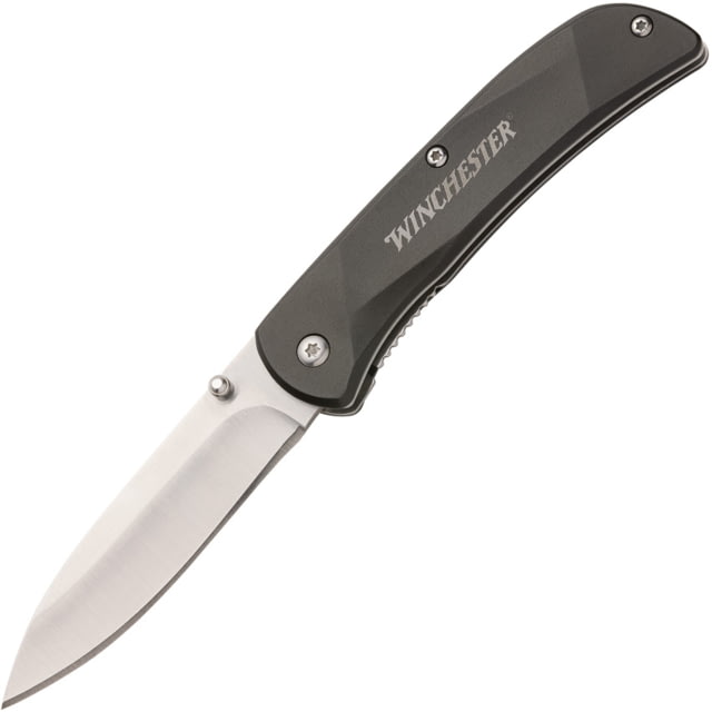 Winchester Aluminum Folder Black Knife 3in Stainless Steel Blade Aluminum
