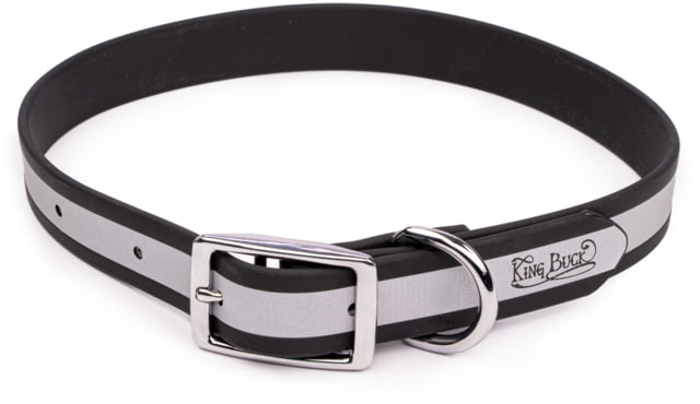 King Buck Core D Ring High Visibility Reflective Collar with Name Plate Black M/L
