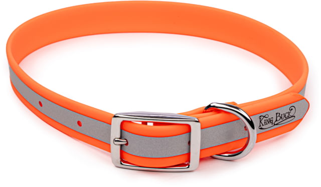King Buck Core D Ring High Visibility Reflective Collar with Name Plate Orange M/L