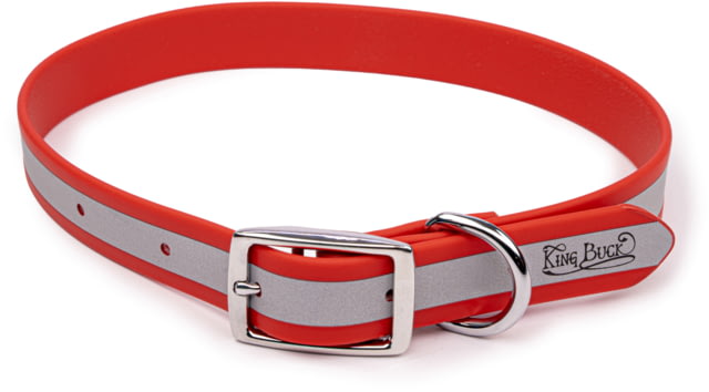 King Buck Core D Ring High Visibility Reflective Collar with Name Plate Red L/XL