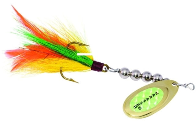 Windels Tackle Company Pike Harasser Bucktail Spinner 5/0 Hook Perch/Flame #5 Blade 4in