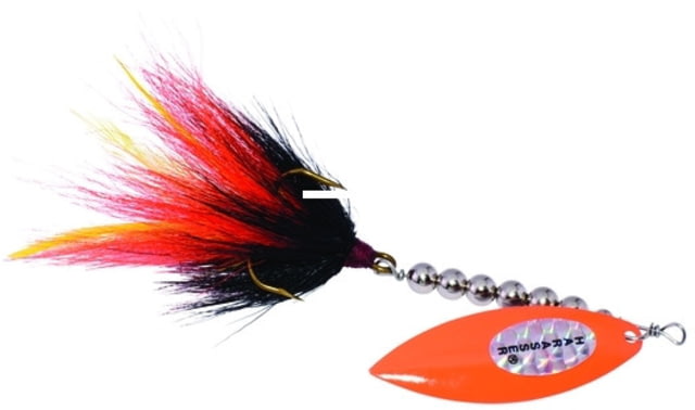Windels Tackle Company Pike Harasser Magnum Bucktail Spinner 5/0 Hook Black/Orange #5 Blade 6in 3/4oz