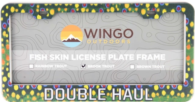Wingo Outdoors License Plate Frame Brook Trout Double Haul 12 x 7 inches