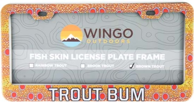 Wingo Outdoors License Plate Frame Brown Trout Trout Bum 12 x 7 inches