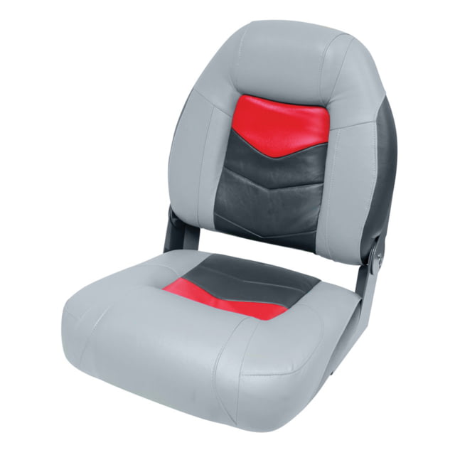 Wise Pro-Angler Folding Boat Seat Marble Grey/Regal Red/Charcoal Medium