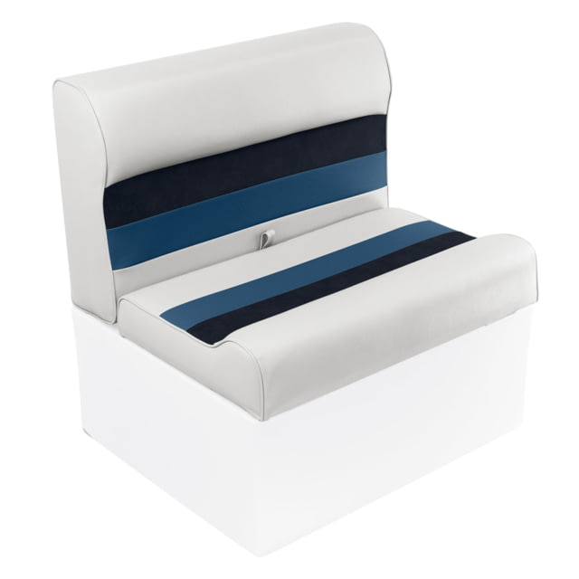 Wise Deluxe Pontoon 27in Bench Seat Cushions Only White/Navy/Blue Large