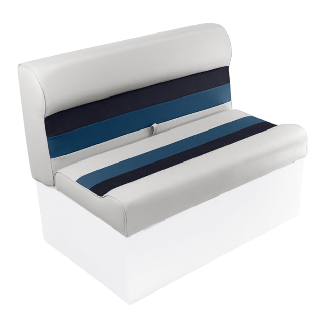 Wise Deluxe Pontoon 36in Pontoon Bench Seat Cushions Only White/Navy/Blue Large