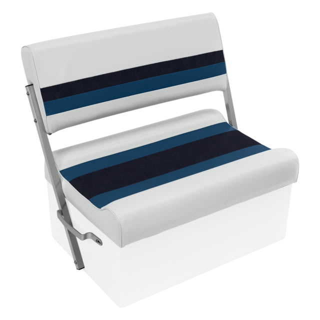 Wise Deluxe Pontoon Flip-Flop Seat Cushions Only White/Navy/Blue Large