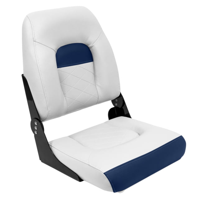 Wise Wise DLX Pontoon Fold Down Seat Brite White/Mariner Blue Medium