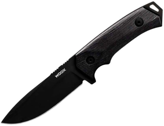 WOOX Rock 62 Fixed Blade Knife 4.25 in Drop Point Mil-Spec Black Sleipner Steel Blade Plain American Walnut Handle Phantom Black