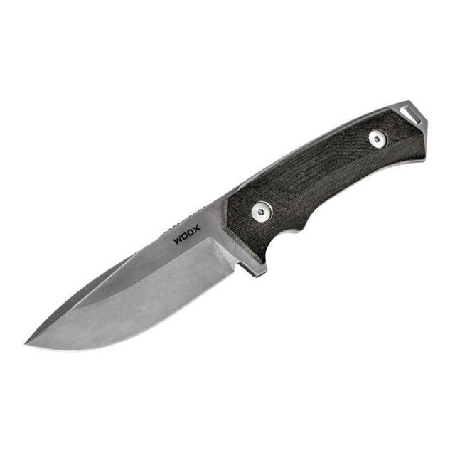 WOOX Rock 62 Fixed Blade Knife 4.25 in Drop Point Mil-Spec Black Sleipner Steel Blade Plain German Micarta Handle