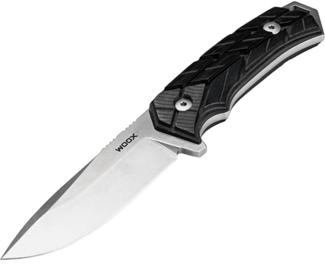 WOOX Rock 62 X-GRIP Fixed Blade Knife 4.25in Stonewashed Drop Point Black