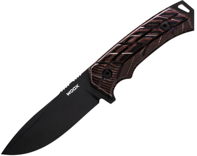 WOOX Rock 62 X-GRIP Fixed Blade Knife 4.25in Mil-Spec Black Drop Point Brown