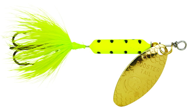 Worden's Rooster Tail In-Line Spinner 2 1/4in 1/8 oz Treble Hook Chartreuse Dalmation