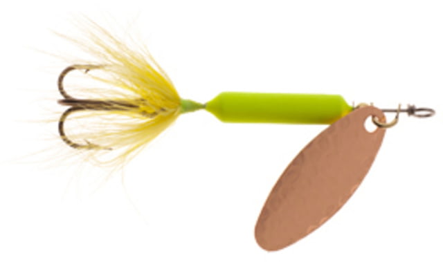 Worden's Rooster Tail In-Line Spinner 2 1/4in 1/8 oz Treble Hook Hammered Copper Fluorescent Chartreuse