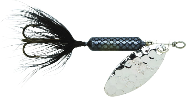 Worden's Rooster Tail In-Line Spinner 2 1/4in 1/8 oz Treble Hook Hammered Silver Black