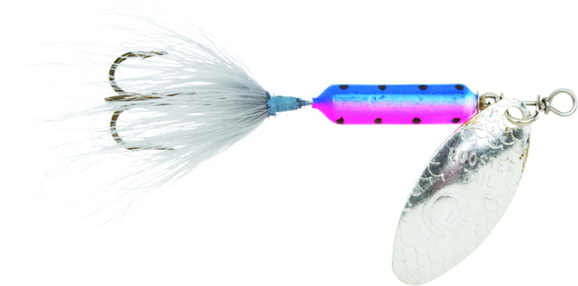Worden's Rooster Tail In-Line Spinner 2 1/4in 1/8 oz Treble Hook Rainbow Fry Silver Greyhackle