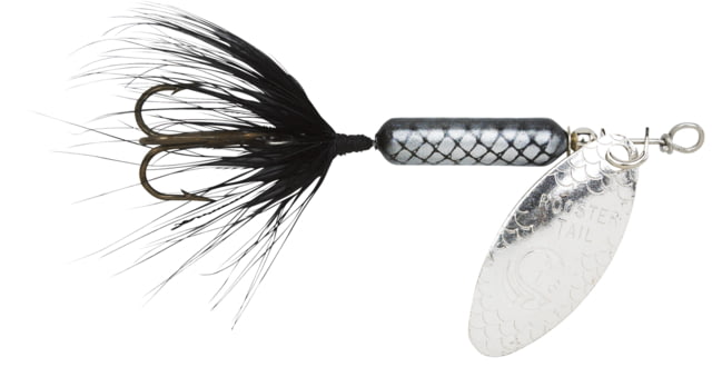 Worden's Rooster Tail In-Line Spinner 2in 1/16 oz Treble Hook Black Silver Blade